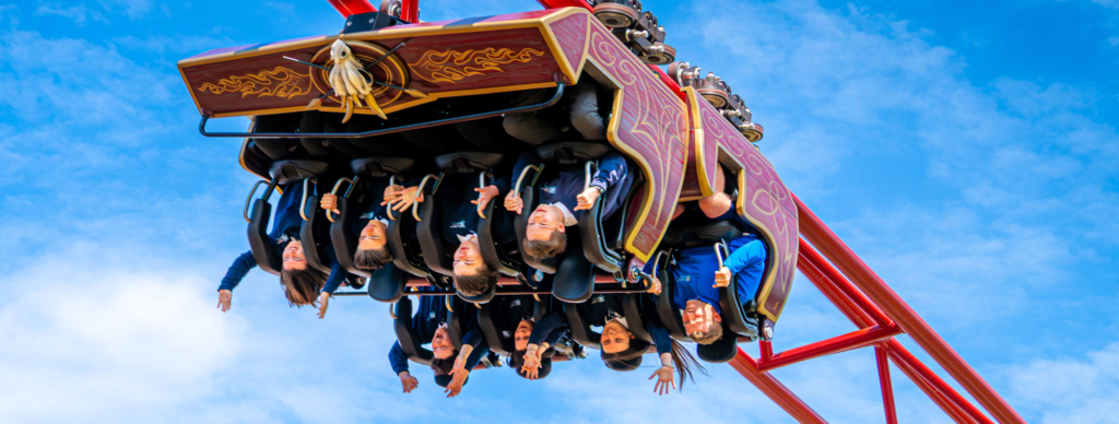 School children on Drakon at Paultons Park